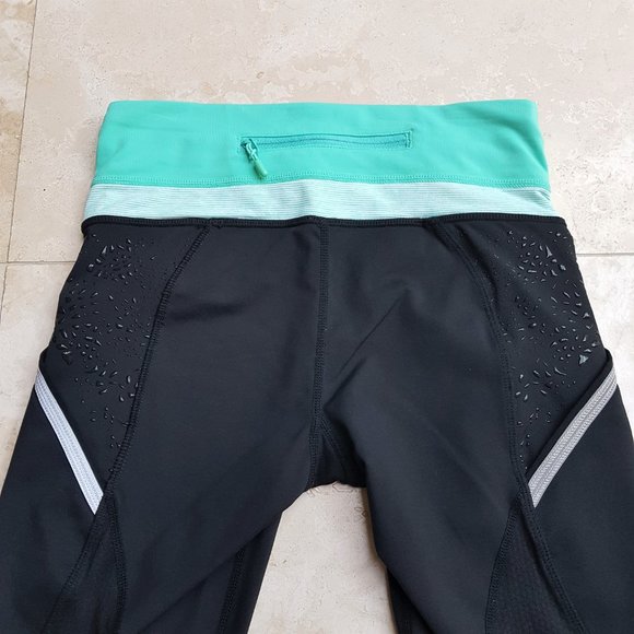 NWOT Lululemon Crop Leggings (Black/Aqua) - Picture 5 of 10